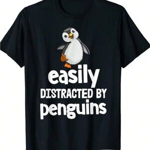 NWT “Easily Distracted By Penguins” t-shirt